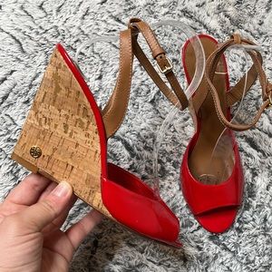 Tory Burch Red Wedge Platform Sandals size 8.5